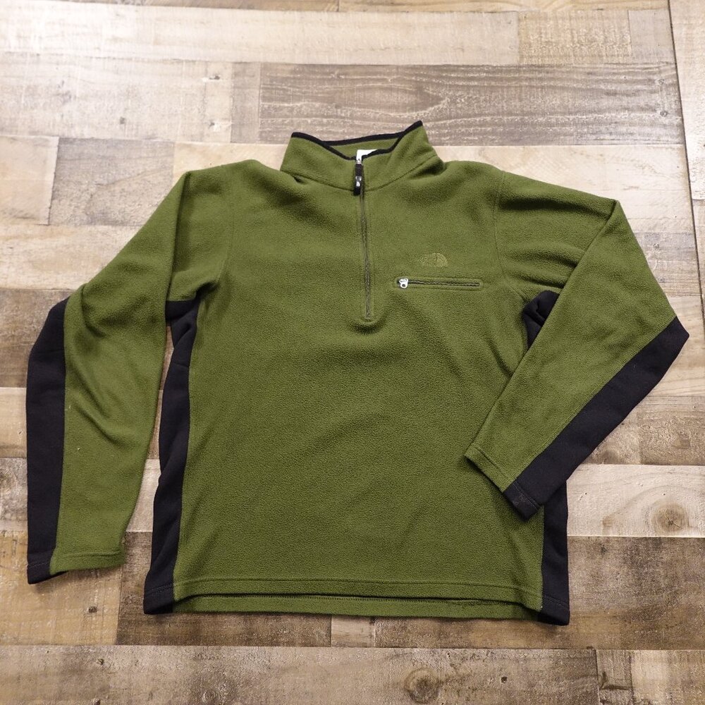 The North Face Polartec Quarter Zip Fleece Men’s Large Green Outdoor‎ Pullover